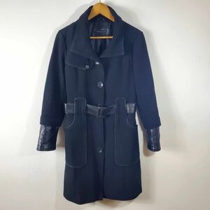 RUDSAK Collection Wool Blend Trench Coat in black with Leather Belt and …